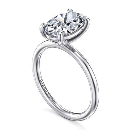 Tiana - 14K White Gold Oval Solitaire Diamond Engagement Ring