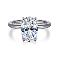 Tiana - 14K White Gold Oval Solitaire Diamond Engagement Ring