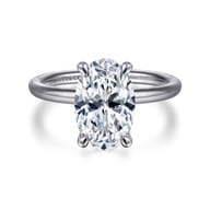 Tiana - 14K White Gold Oval Solitaire Diamond Engagement Ring