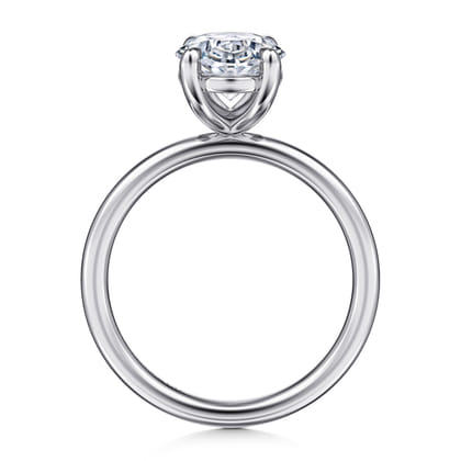 Tiana - 14K White Gold Oval Solitaire Diamond Engagement Ring