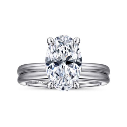 Tiana - 14K White Gold Oval Solitaire Diamond Engagement Ring