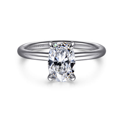 Tiana - 14K White Gold Oval Solitaire Diamond Engagement Ring