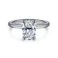 Tiana - 14K White Gold Oval Solitaire Diamond Engagement Ring