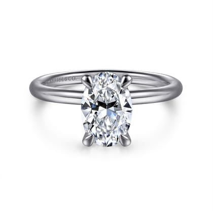 Tiana - 14K White Gold Oval Solitaire Diamond Engagement Ring