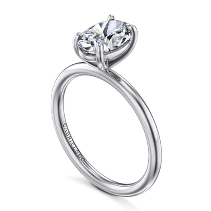 Tiana - 14K White Gold Oval Solitaire Diamond Engagement Ring