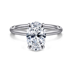 Tiana - 14K White Gold Oval Solitaire Diamond Engagement Ring