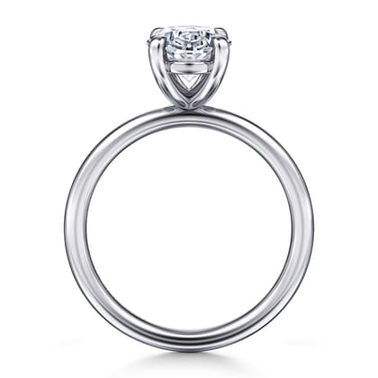 Tiana - 14K White Gold Oval Solitaire Diamond Engagement Ring