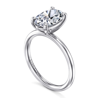 Tiana - 14K White Gold Oval Solitaire Diamond Engagement Ring
