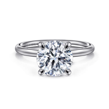 Tiana - 14K White Gold Round Solitaire Diamond Engagement Ring