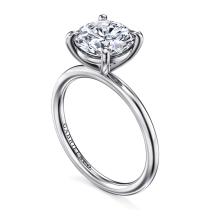 Tiana - 14K White Gold Round Solitaire Diamond Engagement Ring