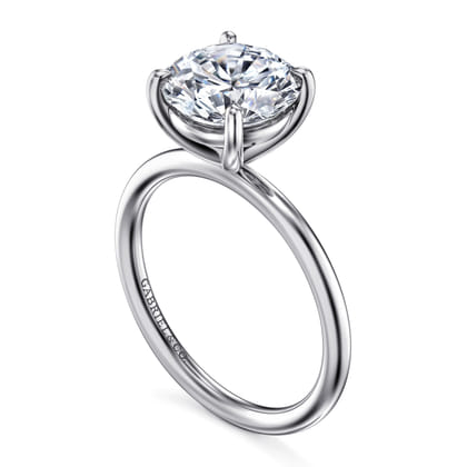 Tiana - 14K White Gold Round Solitaire Diamond Engagement Ring