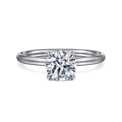 Tiana - 14K White Gold Round Solitaire Diamond Engagement Ring
