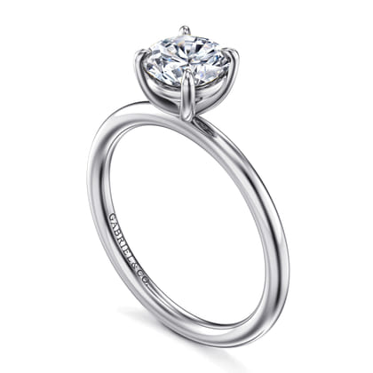 Tiana - 14K White Gold Round Solitaire Diamond Engagement Ring