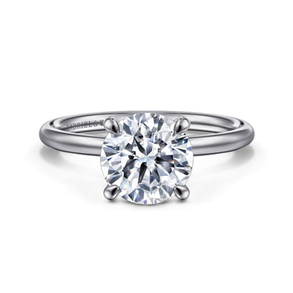 Tiana - 14K White Gold Round Solitaire Diamond Engagement Ring