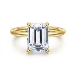 14K Yellow Gold Emerald Cut Solitaire Diamond Engagement Ring