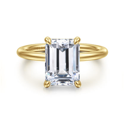Tiana - 14K Yellow Gold Emerald Cut Solitaire Diamond Engagement Ring