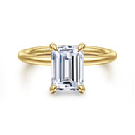 Tiana - 14K Yellow Gold Emerald Cut Solitaire Diamond Engagement Ring