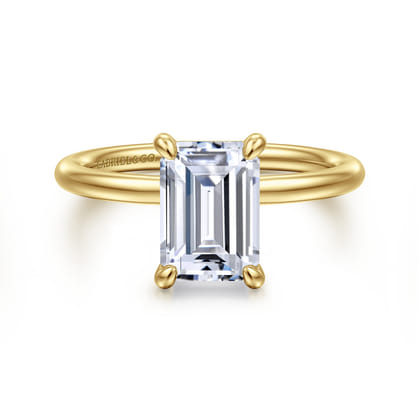 Tiana - 14K Yellow Gold Emerald Cut Solitaire Diamond Engagement Ring