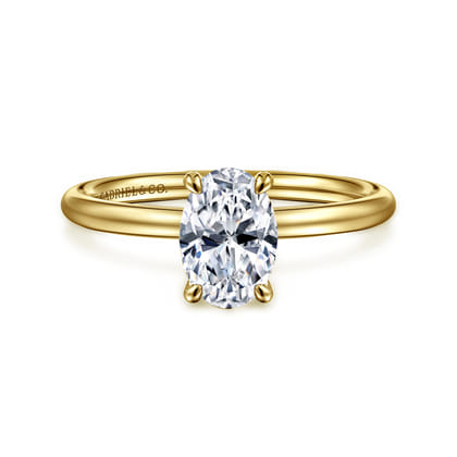 Tiana - 14K Yellow Gold Oval Solitaire Diamond Engagement Ring
