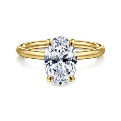 Tiana - 14K Yellow Gold Oval Solitaire Diamond Engagement Ring