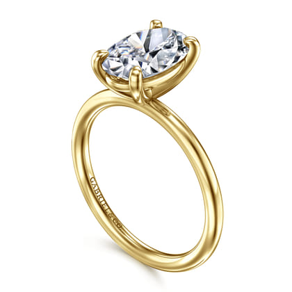 Tiana - 14K Yellow Gold Oval Solitaire Diamond Engagement Ring
