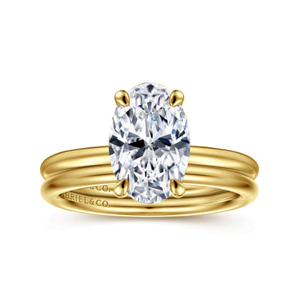 Tiana - 14K Yellow Gold Oval Solitaire Diamond Engagement Ring