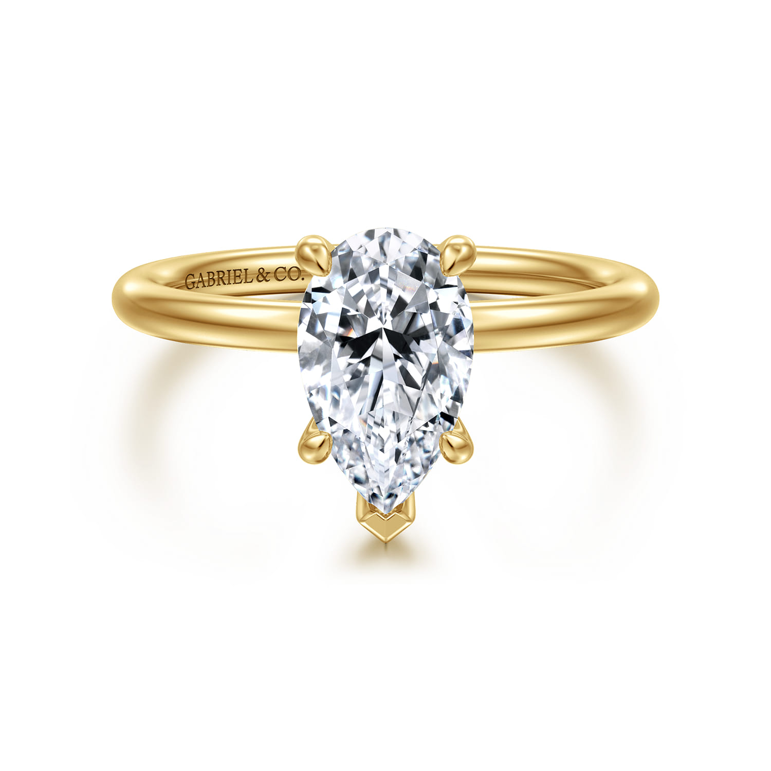 Tiana - 14K Yellow Gold Pear Shape Solitaire Diamond Engagement Ring