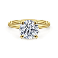 Tiana - 14K Yellow Gold Round Solitaire Diamond Engagement Ring