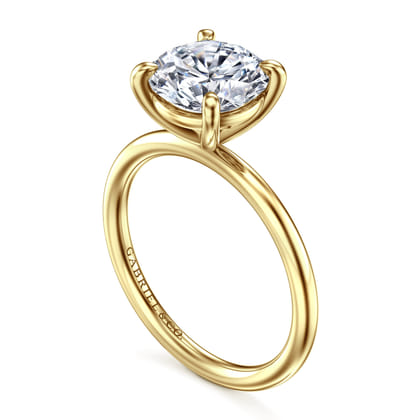 Tiana - 14K Yellow Gold Round Solitaire Diamond Engagement Ring