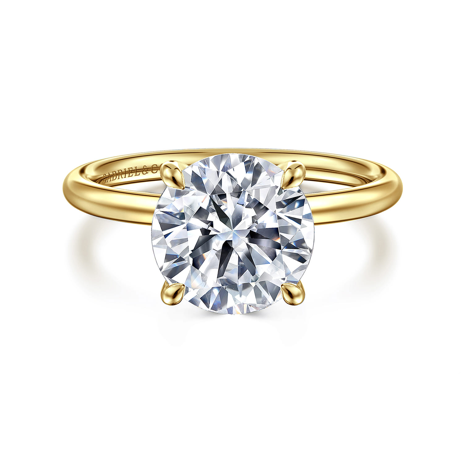 Tiana - 14K Yellow Gold Round Solitaire Diamond Engagement Ring