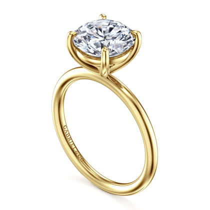 Tiana - 14K Yellow Gold Round Solitaire Diamond Engagement Ring