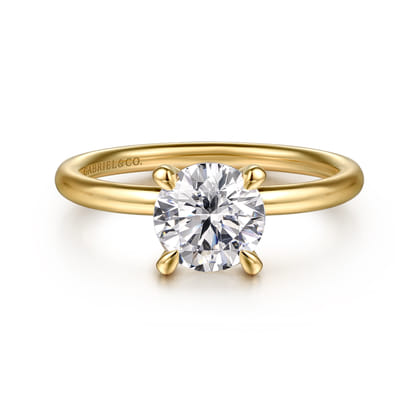 Tiana - 14K Yellow Gold Round Solitaire Diamond Engagement Ring