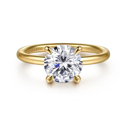 Tiana - 14K Yellow Gold Round Solitaire Diamond Engagement Ring