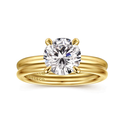Tiana - 14K Yellow Gold Round Solitaire Diamond Engagement Ring