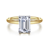 Tiana - 14K Yellow-White Gold Emerald Cut Solitaire Diamond Engagement Ring