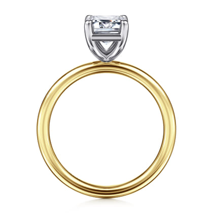 Tiana - 14K Yellow-White Gold Emerald Cut Solitaire Diamond Engagement Ring