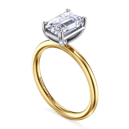 Tiana - 14K Yellow-White Gold Emerald Cut Solitaire Diamond Engagement Ring