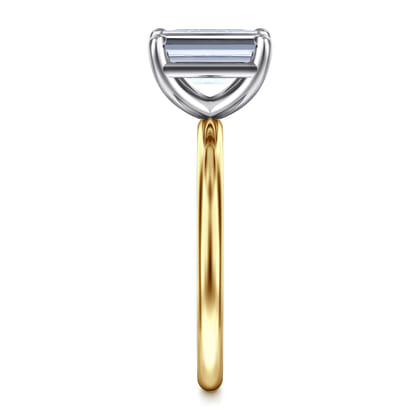 Tiana - 14K Yellow-White Gold Emerald Cut Solitaire Diamond Engagement Ring