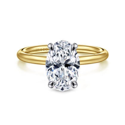 Tiana - 14K Yellow-White Gold Oval Solitaire Diamond Engagement Ring