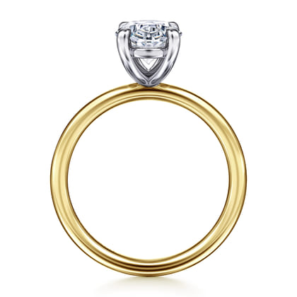 Tiana - 14K Yellow-White Gold Oval Solitaire Diamond Engagement Ring