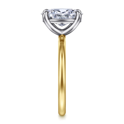 Tiana - 14K Yellow-White Gold Oval Solitaire Diamond Engagement Ring