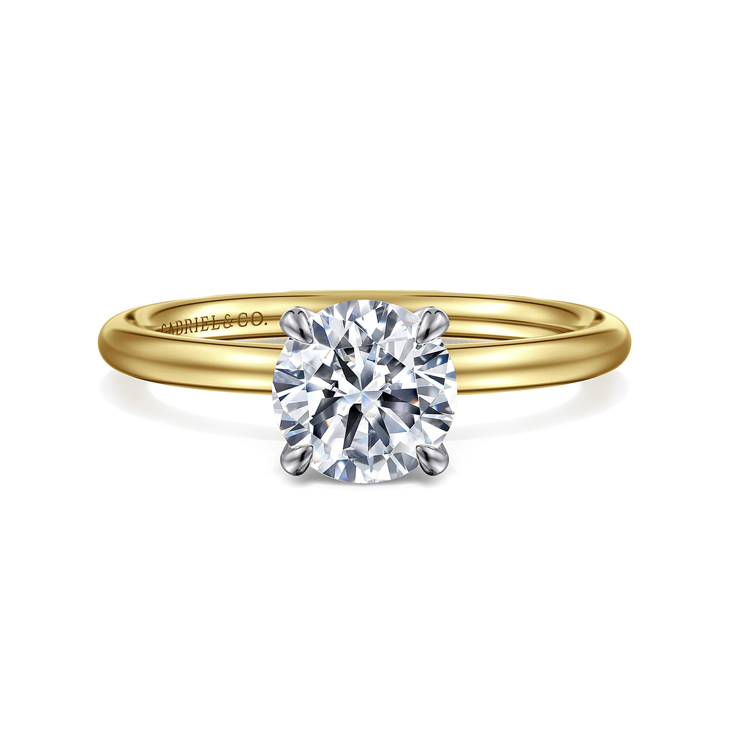 Tiana - 14K Yellow-White Gold Round Solitaire Diamond Engagement Ring