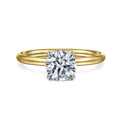 Tiana - 14K Yellow-White Gold Round Solitaire Diamond Engagement Ring