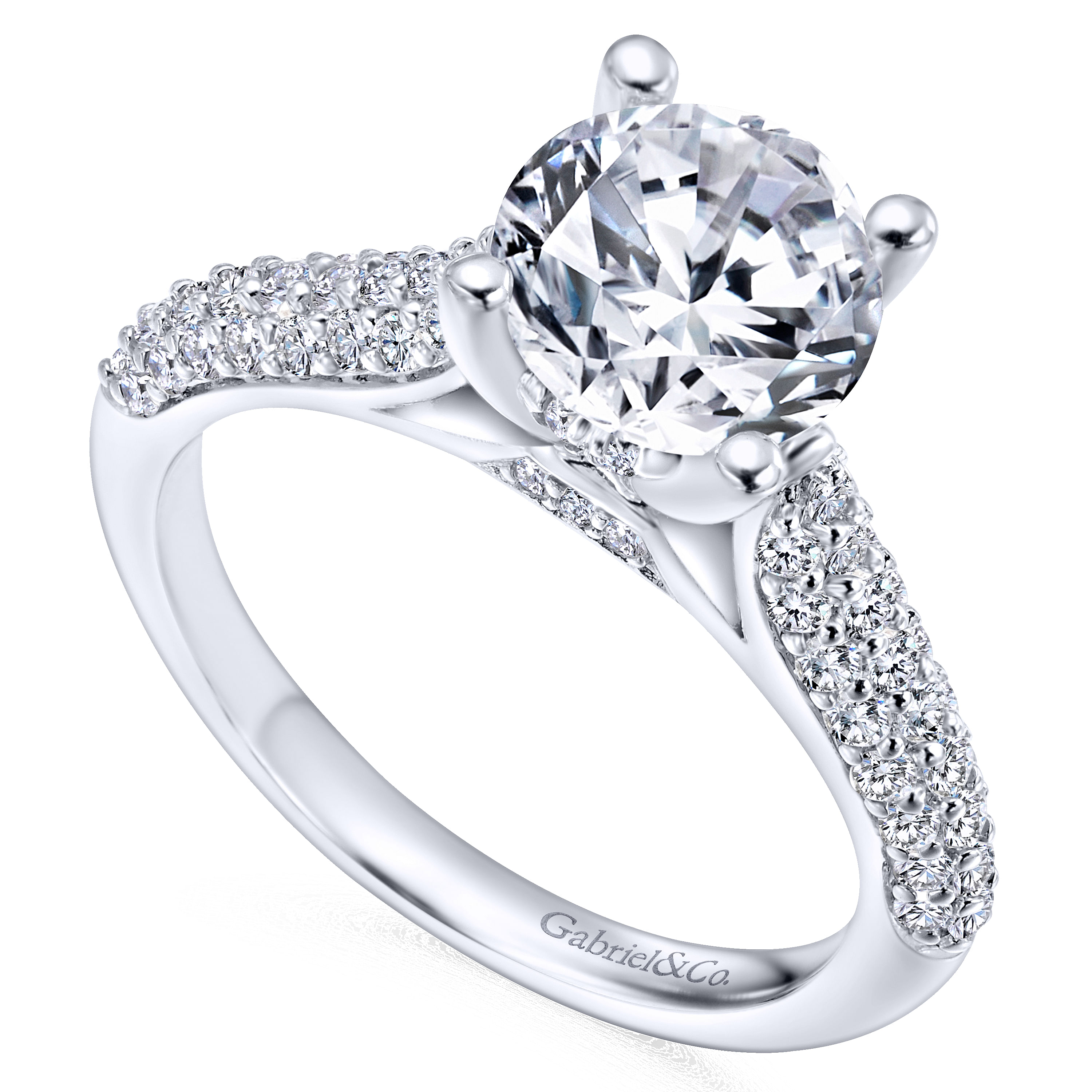 Tina - 14K White Gold Round Diamond Engagement Ring - 0.55 ct - Shot 3