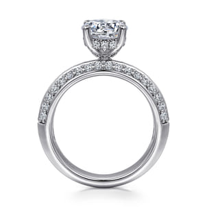 Tinsley - 14K White Gold Wide Band Round Diamond Engagement Ring