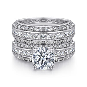Tinsley - 14K White Gold Wide Band Round Diamond Engagement Ring