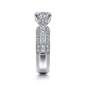 Tinsley - 14K White Gold Wide Band Round Diamond Engagement Ring