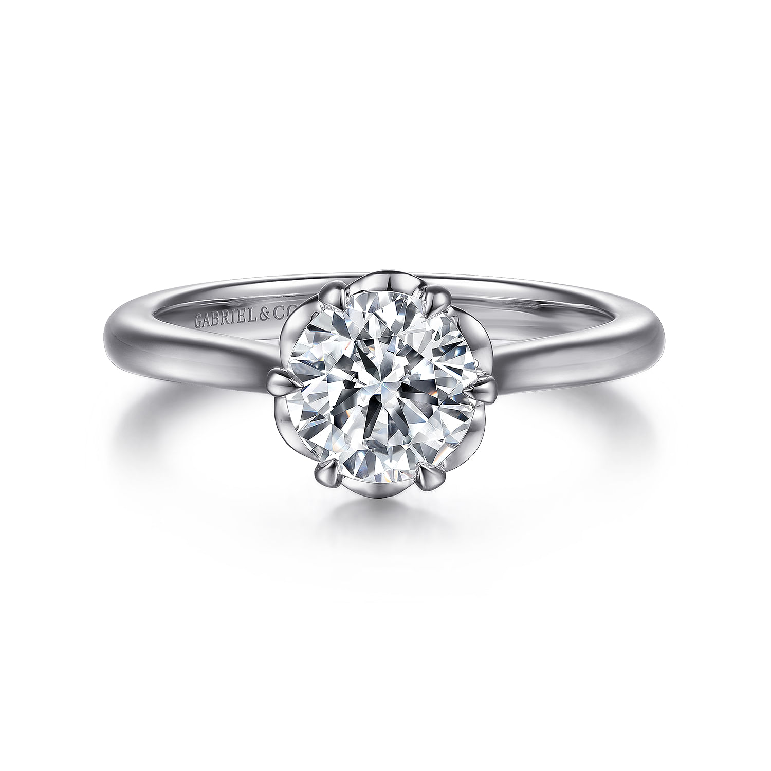 Tiona - 14K White Gold 6 Prong Round Diamond Engagement Ring