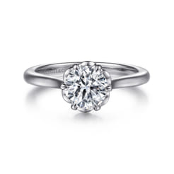 Tiona - 14K White Gold 6 Prong Round Diamond Engagement Ring