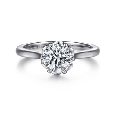 Tiona - 14K White Gold 6 Prong Round Diamond Engagement Ring